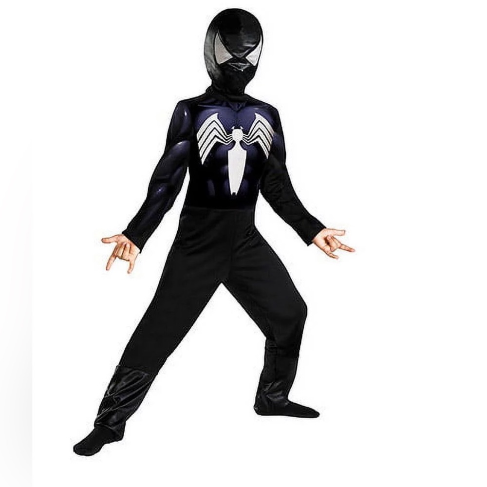 Marvel Black Spider-Man Child Halloween Costume size S/P (4-6). Mask and Suit!